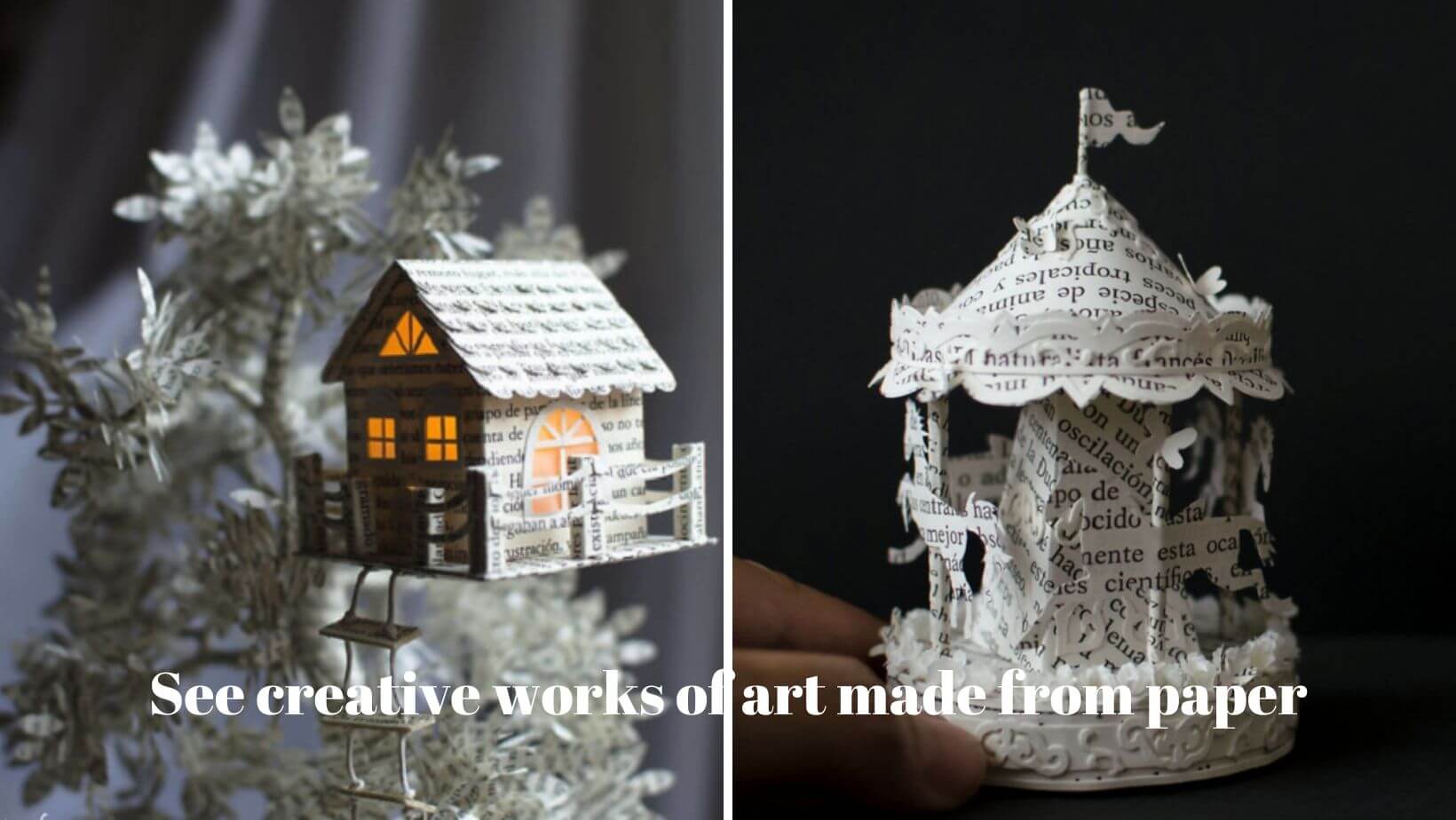 See creative works of art made from paper